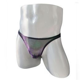 Underpants Sexy Men Mesh G-String Briefs See-Through Rainbow Pouch Underwear T-Back Thong V-String Lingerie Breathable Slip Hombre