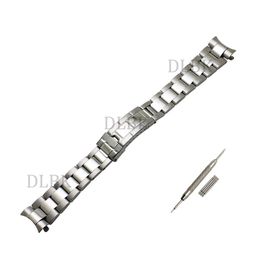 20mm Intermediate Polishing New Men Stainless Steel Links Hollow Curved End Watch Band Strap Deployment Buckle Bracelets for Rolex2581