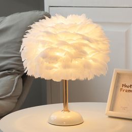 Table Lamps INS Feather Lamp Simple Ceramic Desk Warm And Romantic Bedside Living Room Atmosphere Home Decoration