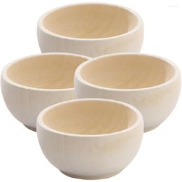 Dinnerware Sets 4 Pcs Mini Serving Bowl Small Unfinished Wooden Bowls Toys Kids Crafts Diy Ornaments Childrens Play Kitchen Miniature