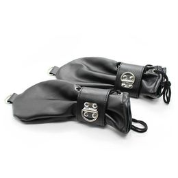 Fashion-Soft Leather Fist Mitts Gloves with Locks and D Rings Hand Restraint Mitten Pet Role Play Fetish Costume2743