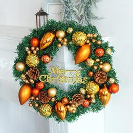 Decorative Flowers Christmas Front Door Garands Hanging Wreath Ball Pine Cone Ornament Navidad Xmas Window Wall Year Home Decoration 2023