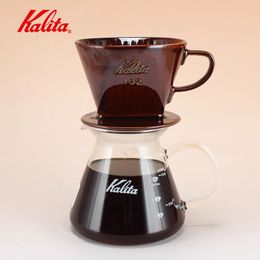 Tools Japan kalita handmade coffee pot set fanshaped drip Philtre glass sharing pot threehole Philtre cup coffee Philtre