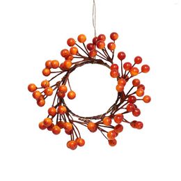 Decorative Flowers 6PCS Halloween Fall Wreath Mini Berries Wig As Candle Ring Decor For Front Door Window Porch