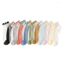 Men's Socks 1 Pair Of Stay Cool And Cute This Summer With Thin Transparent Daisy Candy Coloured Glass Fibre Women's 2023 Style