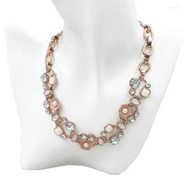 Choker R000 BIGBING Fashion Pink Golden Crystal Flower Hollow Necklace Wholesale Jewellery High Quality Nickel Free