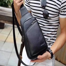 Concise Crossbody Men Outdoor Chest bags travelling or cycling bags soft lichee real leather adjustable belts large volume handy v317R