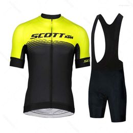 Racing Sets Scottktm Team Training Cycling Clothing Breathable Men's Short Sleeve Mallot Ciclismo Hombre Verano Bib Shorts Set