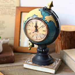 Table Clocks 1 Pcs Nordic Style Globe Retro Resin Clock Ornaments Study Room Living Office Home Decorations Cabinet Porch Seat