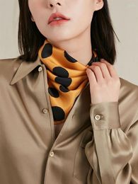 Scarves 21" Small Square Silk Neck Scarf Wraps Neckerchief 2023 Dot Prints Womens Fashion Hair Bag