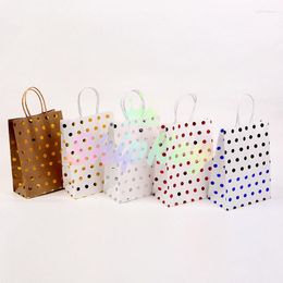 Gift Wrap 5 Pcs Kraft Paper Gilding Dot Bags With Sturdy Handles 15x11x6/21x15x8CM Candies Perfumes Cookies Storage Handbags