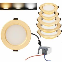 Downlights 3W 5W 7W 9W 12W Golden LED Recessed Ceiling Light Fixture Downlight Lamp Driver Spotlight Lighting For Home Office Decoration