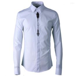 Men's Casual Shirts Arrival Gothic Embroidery Turn-down Collar Fashion High Quality Plus Size M L Xl 2xl 3xl 4xl