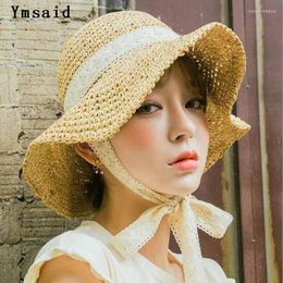 Wide Brim Hats Raffia Female Crochet Foldable Straw For Women Floppy Summer Anti-uv Sun Hat Beach Women's Shade