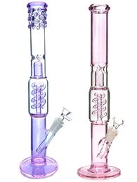 Vintage PREMIUM Twist Glass Bong Water Hookah Smoking Pipes PINK PURPLE 14inch Original Glass Factory Made can put customer logo by DHL UPS CNE