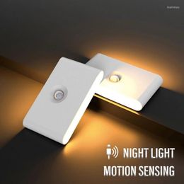 Night Lights LED Smart Sensor Light Rechargeable Motion Wireless Magnetic Mounted Stairway Bedside Decoration