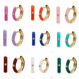 Hoop Earrings High Quality White/purple/pink/rose Red Enamel Women Charming Piercing Huggie Fashion Jewellery Wholesale