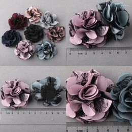 Decorative Flowers 10pcs/lot 8Colors Mini Satin Mesh Hair Flower For Kids Girls Accessories Artificial Fabric Headbands