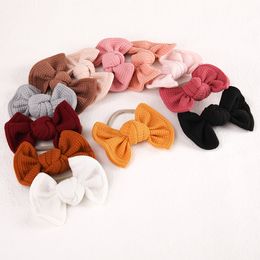 Sweet Bow Baby Headband Elastic Nylon Hair Bands Crochet Knitted Newborn Headwear Infant Kids Top Knotted Non-Wave Headwraps