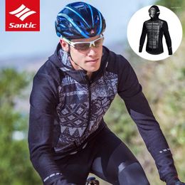 Racing Jackets Santic Men Winter 0-8 Degree Cycling Jacket Fleece Thermal Windproof Road Mountain Bike Anti-pilling Bicycle Wind Coat