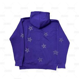 Men's Hoodies & Sweatshirts Y2k Zip Hoodie Rhinestone Stars Print Men Autumn Streetwear Coat Goth Punk Long Sleeve Harajuku Purple Grunge Ov