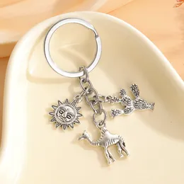 Camel Cactus Sun KeyChain, New Fashion Handmade Metal Keychain Party Gift Dropship Jewellery