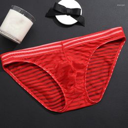 Underpants Men's Sexy Ice Silk Briefs Solid Seamless Strip Summer Ultra-Thin Breathable Panties Male Low Waist Soft Underwear