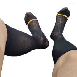 Men's Socks 1 Pair Sexy Ultra Thin Dress Tube Men Sheer Stockings Erotic Wear Business Formal Male Gay Calcetines Hombre