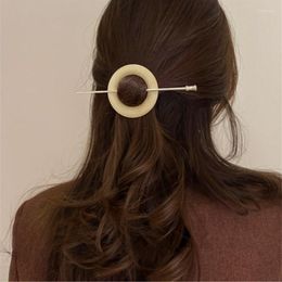 Hair Clips & Barrettes 2023 Design Korean Multicolor Geometric Round Wooden Hairpin Elegant Accessories For Girl HairpinHair Stre22