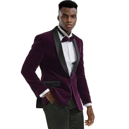 Men's Suits & Blazers Warm Velvet Men Suit Jacket Classic Fit 2 Pieces Blazer With Black Pants For Wedding Groom Prom Mens Clothes Set/Casua