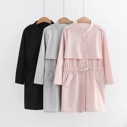 Women's Trench Coats 2023 Plus Size Autumn Fashion Casual Pink Black Coat Long Outerwear Oversized Trenches