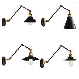 Wall Lamps Black Long Swing Arm Lights Vintage Loft Iron Rotate Read Sconce Adjust Bedside Lamp Home Decor Industrial Fixture