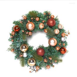 Decorative Flowers 2023 Christmas Garlands Ball Ornaments Wreath Front Door Wall Window Hanging Xmas Decor Navidad Home Decoration Drop