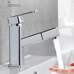 Bathroom Sink Faucets Pull-Out Faucet Table Up And Down Basin Single Hole Cold Rotatable Ceramic Spool