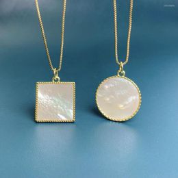 Pendant Necklaces Simple Round Square Natural Mother Of Pearl Shell For Women Fashion 2023 Girl Gifts Jewellery