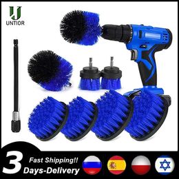 Cleaning Brushes UNTIOR Electric Drill Brush Kit Power Scrubber Brush Attachments Set Scrub Wash Brushes Tools for Car Floor Tyres Toilet Cleanin 230512