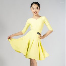 Stage Wear Latin Ballroom Competition Dress For Girls Modern Dance Outfit Long Sleeve Tango Dancewear Salsa Clothing Costume DL9557