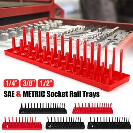 Contactdozen 3 Pcs/1/4'' 3/8'' 1/2'' Socket Organiser Sleeve Holder Garage Storage Tool Metric SAE Plastic Home Tool Rack Tray Organiser