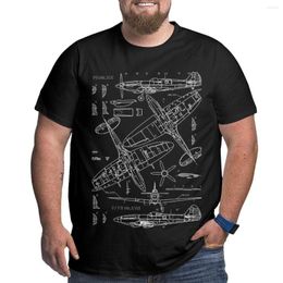 Men's Tank Tops Spitfire Concept Blueprints T-Shirt Big Tall Tees Plus Size 4XL 5XL 6XL Quick Drying Shirt Men's Clothing