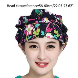 Women Men Floral Print Adjustable Scrub Cap Nurses Kitchen Cotton Bouffant Ha bbyTjn bde home173H