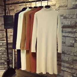 Women's Sweaters Luxury Mink Cashmere Bodycon Dresses For Women Long Knit Sweater Dress Korean Fashion Winter Thick Warm Maxi Midi DressWome