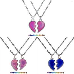 Chains Men Chain Necklaces Dainty Necklace For Women Fashion Love Heart Pendant Temperature Colour Changing