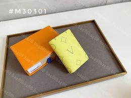 Brand new famous designer real leather men wallet short wallet card holder M30301 yellow