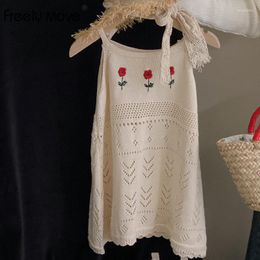 Girl Dresses Girls Dress 2023 Floral Embroidery Knit Kid Toddler Baby Beach Clothes Vestido Infantil