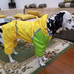 Dog Apparel Pet Raincoat Waterproof Clothes For Big Dogs Labrador Golden Retriever Rain Cloak Jumpsuit Hooded Overalls Outdoor Jacket