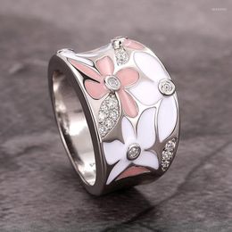 Wedding Rings CAOSHI Gorgeous Flower Ring Fashion Sweet Female Anniversary Party Accessories Dazzling Cubic Zirconia Finger Jewellery For