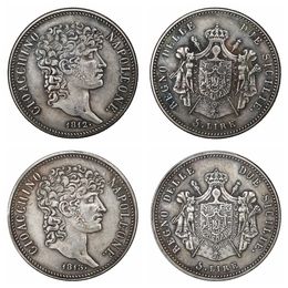 Italian states 1812/1813 5 Lire - Joachim Murat Silver plated Copy Coins