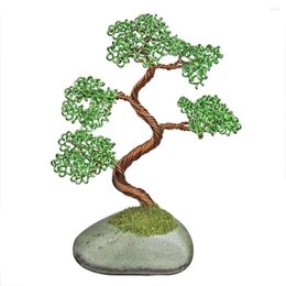 Jewelry Pouches Handcraft Aluminum Wire Bonsai Tree With Ceramics Base Artificial Money For Feng Shui Home Decor Desktop Ornaments