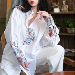 Women's Blouses 2023 Retro Embroidery Autumn Long Sleeve White Shirt Women Korean Fashion Office Ladies Casual Blouse Luxury Elegant Tops