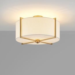 Ceiling Lights Chinese Style Lamp Exhibition Hall El Restaurant Porch Study Bedroom All Copper Fabric